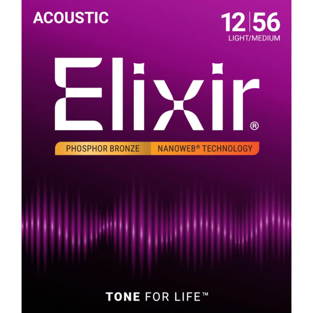 Elixir Nanoweb Acoustic Phosphor Bronze 16077 Medium Light 12-56